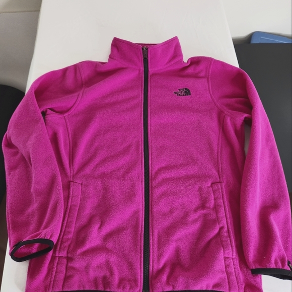 The North Face Girl's Full Zip Fleece Long Sleeve Jacket Fuchsia Pink XL 18 - Picture 1 of 10